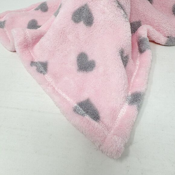Baby Gear Pink Gray Heart Bear Baby Girls Security Blanket Lovey Print Blanket - Picture 4 of 9